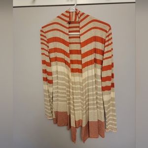 Pink Blush Striped Waterfall Cardigan EUC